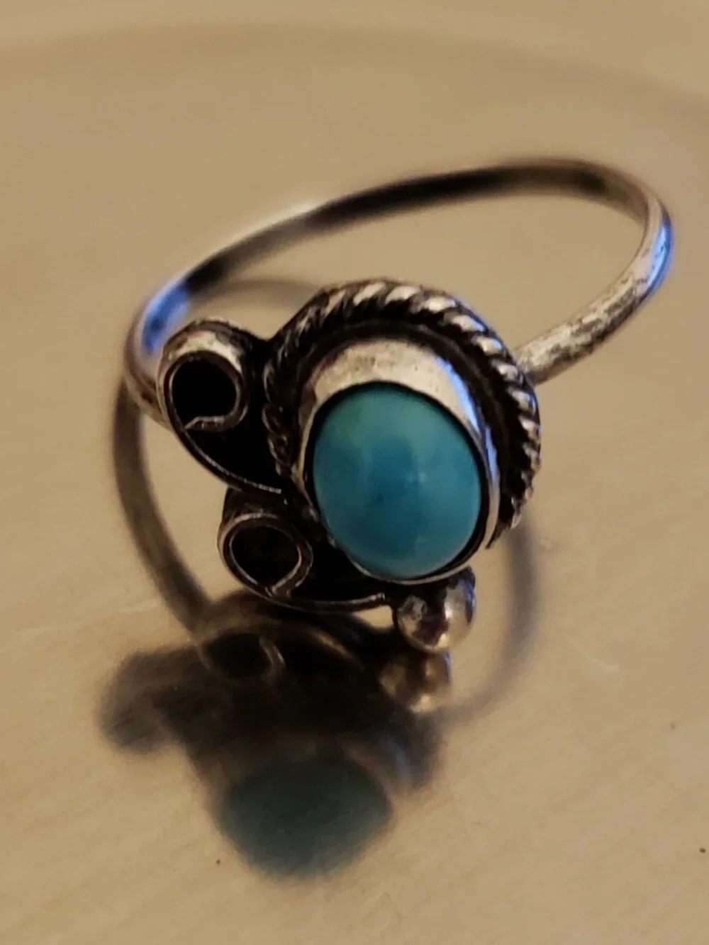 Vintage Handmade Southwest Native American Turquoise Sterling Silver Ring